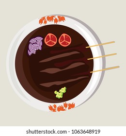 Indonesian dish sate buntel vector illustration