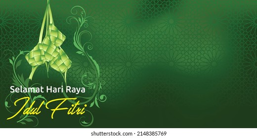 Indonesian Eid al-Fitr greeting illustration design, translation: Happy Eid Al-Fitr. Background, flyer, poster and others. vector