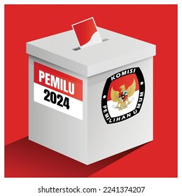 Indonesian election day 2024 box vector red background