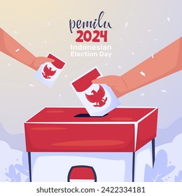 Indonesian election day or called pemilu voting on flat illustration
