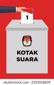 Indonesian election day pemilu or president election pilpres 2024 box with red background