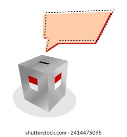 Indonesian election day pemilu or president election pilpres box with red and white flag background. Box pemilu Indonesia. Illustration of presidential election in Indonesia. 