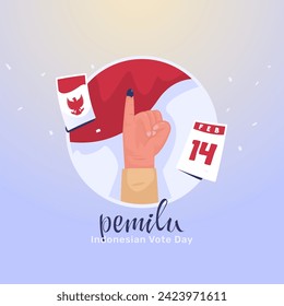 Indonesian election voting day greeting with little finger in ink symbol