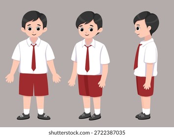 	
Conjunto de caracteres de estudiante de niño elemental indonesio para aprendizaje y Educación	