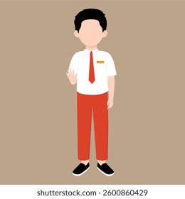 Indonesian Elementary School Boy Prohibition Sign Illustration
