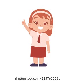 Indonesian Elementary School Girl Kids Wearing Red and White Uniform Illustration