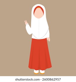 Indonesian Elementary School Girl Student Illustration