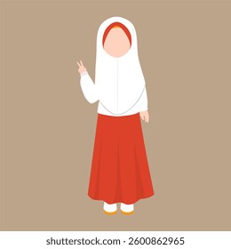 Indonesian Elementary School Girl Student Illustration