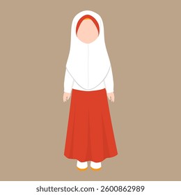 Indonesian Elementary School Girl Student Illustration