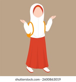 Indonesian Elementary School Girl Student Illustration