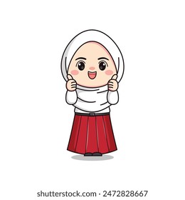 indonesian elementary school student cute hijab girl character