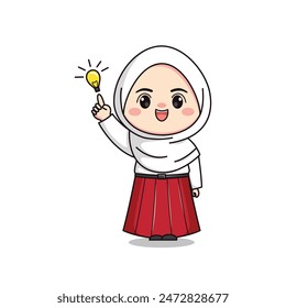 estudiante indonesio de primaria lindo personaje de chica hijab
