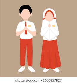 Indonesian Elementary School Students Friendship Illustration