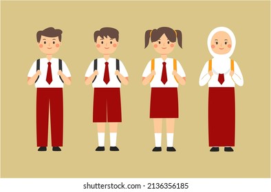 Indonesian Elementary Student Concept Flat Vector Stock Vector (Royalty ...