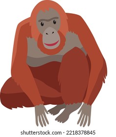 Ilustración de vectores orangutanes en peligro de extinción en Indonesia