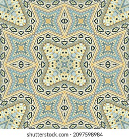 Indonesian endless pattern vector design. Boho geometric background. Clothes print in ethnic style. Geometric motifs in baroque style.