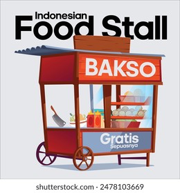 Indonesian Famous Food Stall. Famous Bakso and its a cultural dish u can find in Indonesia, Malaysia, Singapore and Brunei. Bakso Food become one of favourite food dish among Indonesian people. 