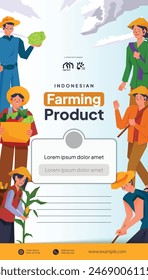 Indonesian Farmer activity flat design illustration for social media post