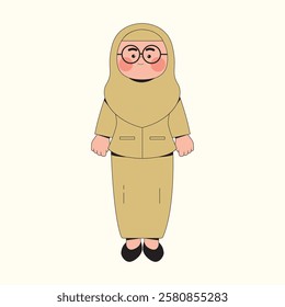 Indonesian Female Teacher With Hijab Illustration
