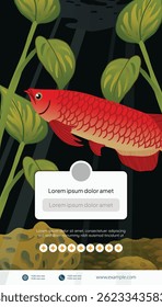 Ilustração plana de peixe indonésio layout para mídia social post ideia