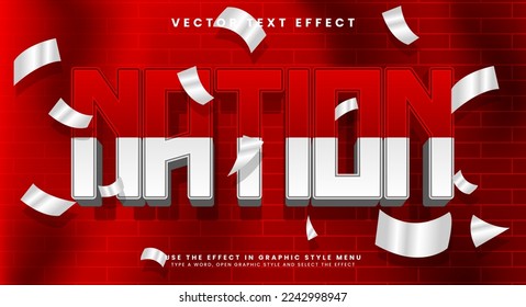 Indonesian flag 3d editable vector text effect suitable for indonesian independence celebration.