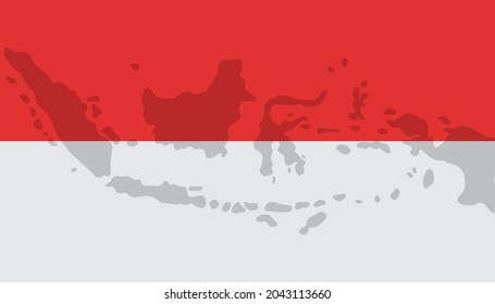 Indonesian flag background with Indonesian archipelago motif. from Sabang to Merauke. National flag. Red and white