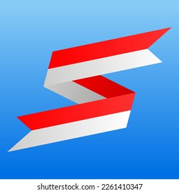 Ilustración vectorial de la bandera indonesia. Elemento de diseño vectorial de banner Indonesia. 3.ª bandera indonesia vectorial recurso gráfico