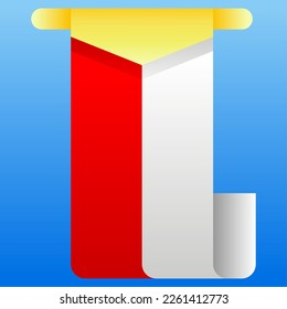 Indonesian flag banner scroll icon vector illustration. Banner scroll Indonesia vector design element. 3d indonesian flag banner vector graphic resource. Scroll flag vector graphic