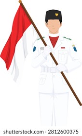 Indonesian Flag Bearer in Uniform