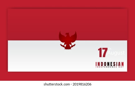 Indonesian Flag with bird as symbol nation. Independence Day concept Modern style