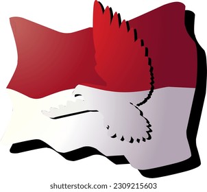 Bandera indonesia y vector de aves