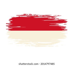 Fondo de fondo de brocha de la bandera indonesia. Ilustración vectorial.