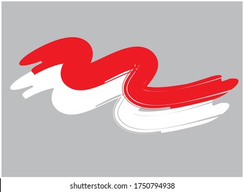 Indonesian flag, brush style, gray background
