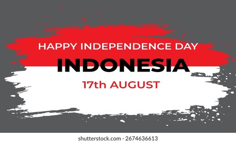Estilo de pincel de bandera indonesia, bandera indonesia, Día de la Independencia de Indonesia.