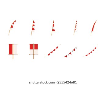 Indonesian Flag Decoration Element Set 