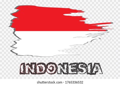 indonesische Flagge, grunge Bürstenhintergrund. Vektorgrafik. transparenter Hintergrund