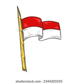 Indonesian flag, Hand drawn Indonesian independence day vector illustration