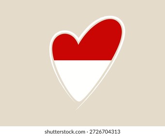 Icono de Vector de corazón de bandera indonesia que muestra amor patriótico y orgullo nacional por Indonesia..