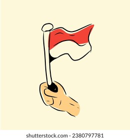 Indonesian flag heroes day handdrawn style 