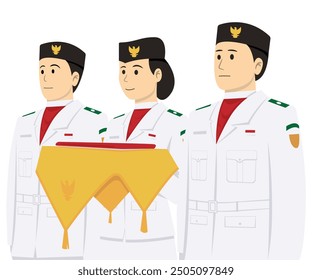 Indonesische Fahne Hoisting Truppen einzelne Illustration