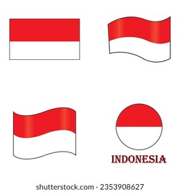 Indonesian flag icon logo vector design template