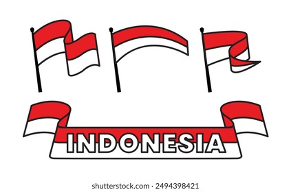 Vector de diseño de la ilustración de la bandera de Indonesia para el cartel, Anuncio, logotipo, Día de la Independencia