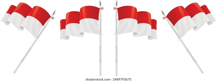 Indonesian flag illustration of various positions
