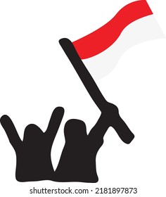Indonesische Flagge, Vektorgrafik mit weißem Hintergrund