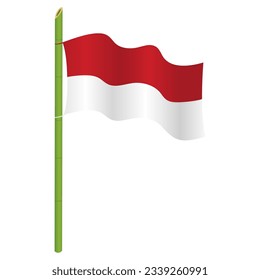 Indonesian Flag on Sharpened Bamboo Spiky, Dirgahayu Independence Day of Republic of Indonesia Vector Illustration