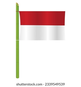 Indonesian Flag on Sharpened Bamboo Spiky, Dirgahayu Independence Day of Republic of Indonesia Illustration