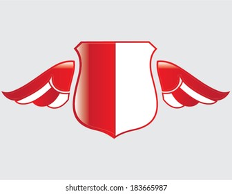 indonesian  flag on shield with wings
