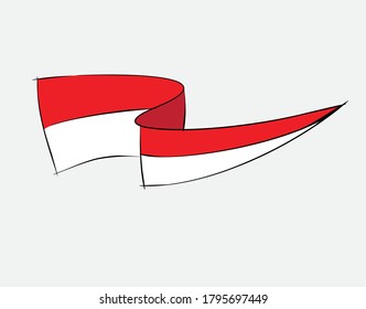 Indonesische Flagge auf weißem Hintergrund auf Vektorgrafik