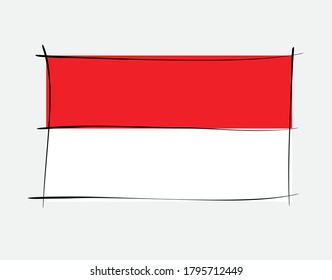 Indonesian flag on White background in vector illustration