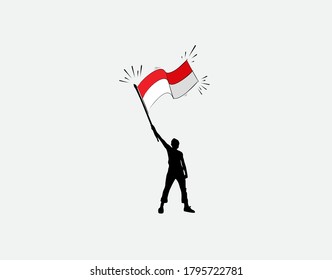 Bandera indonesia sobre fondo blanco en ilustración vectorial